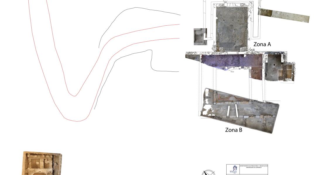 Planimetría de las zonas excavadas de la villa romana de Salar (año 2021)